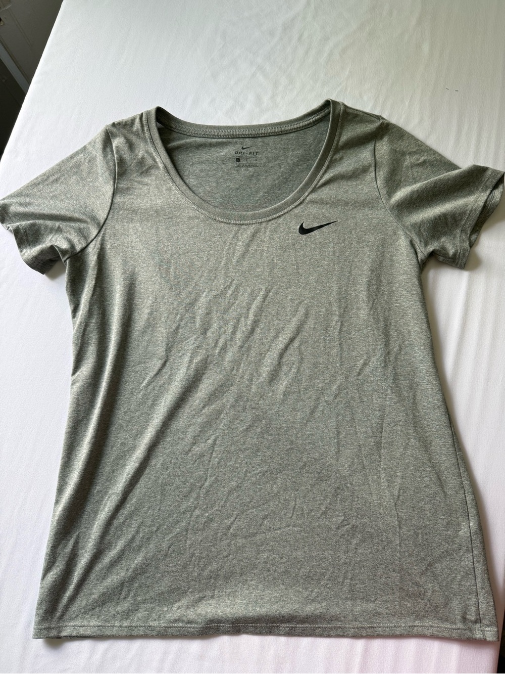 Nike Women’s Light Heather Gray Dri-FIT Scoop Neck Tee